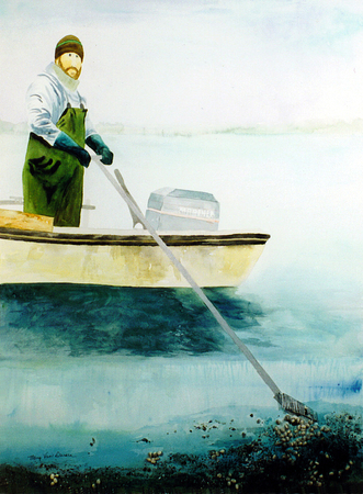 Mike Mampreyan - clamming on Reeve's Bay - Southampton, NY